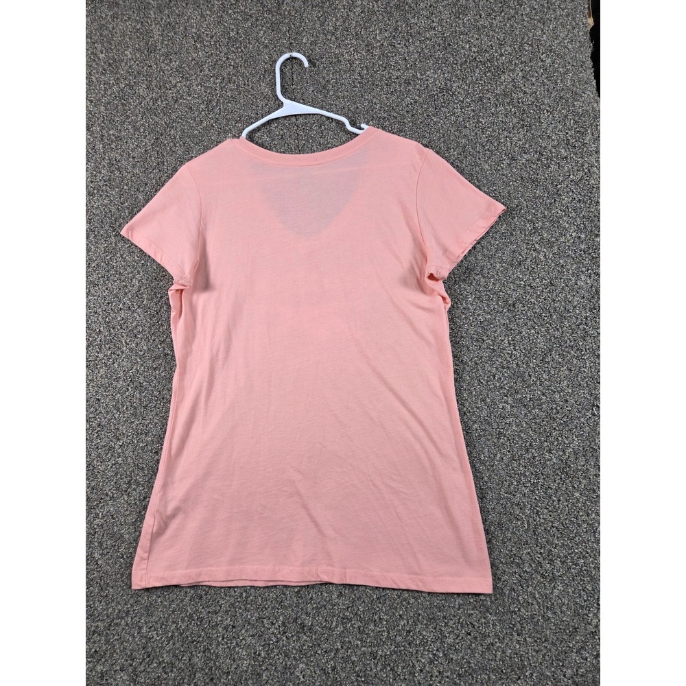Reebok T-Shirt Womens Large Pink Sporty Casual V-Neck Graphic Tee - Picture 3 of 6